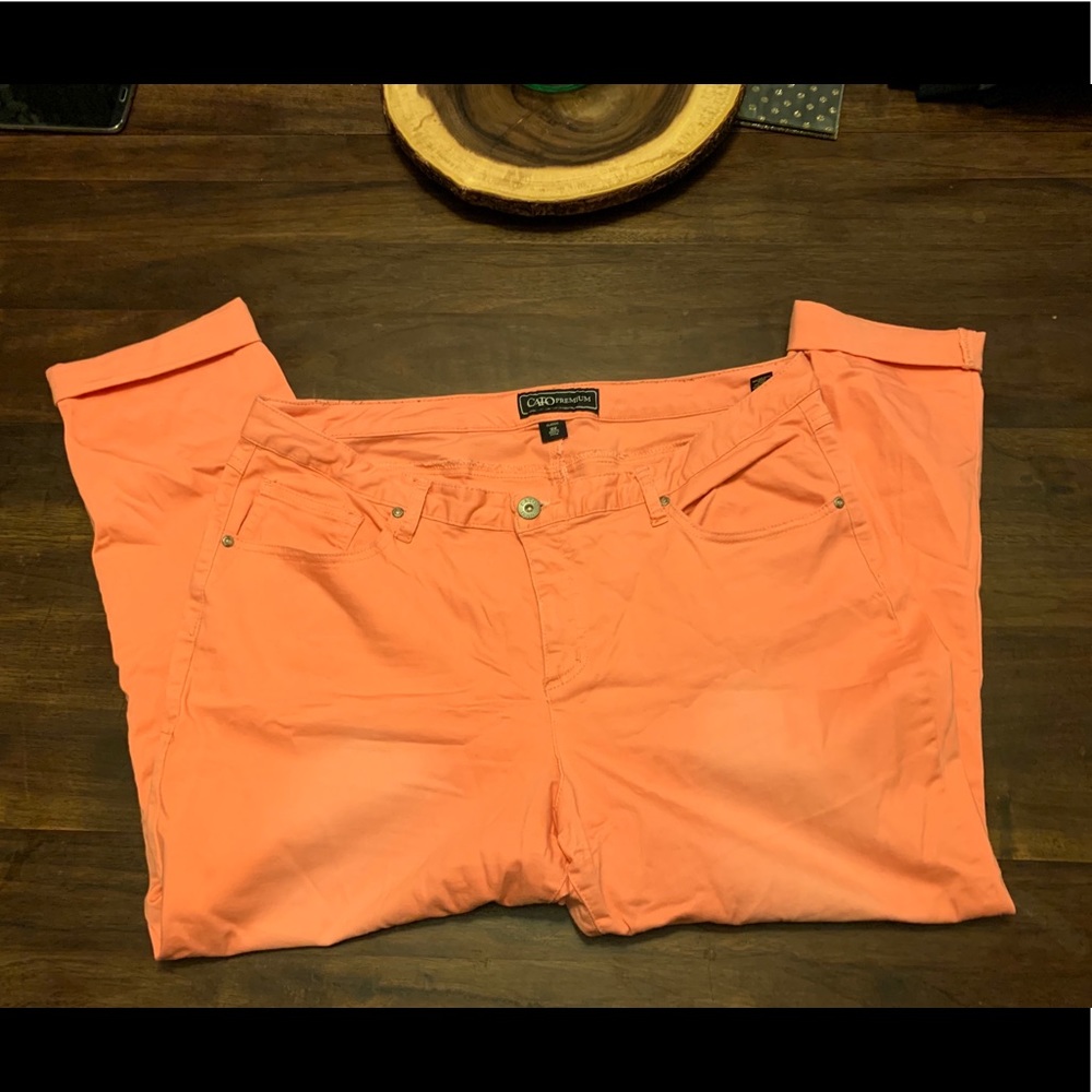 Coral colored crop pants